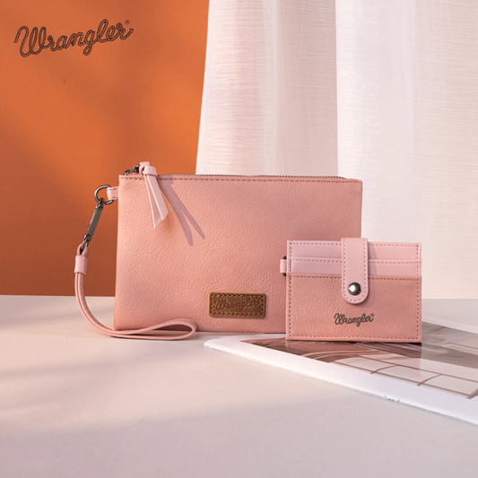 Wrangler Dual Pouch/Wristlet Wallet - PINK