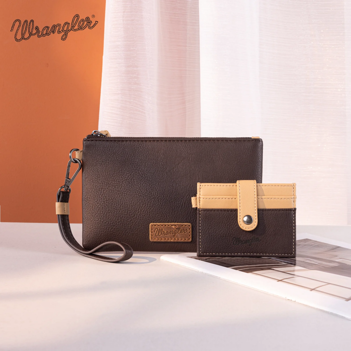 Wrangler Dual Pouch/Wristlet Wallet - COFFEE
