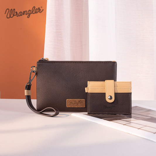 Wrangler Dual Pouch/Wristlet Wallet - COFFEE
