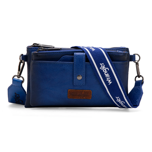 Wrangler Dual Zipper Compartment Crossbody Bag - NAVY
