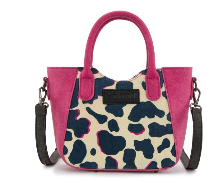 Wrangler Cow Print Mini Tote/Crossbody - HOT PINK