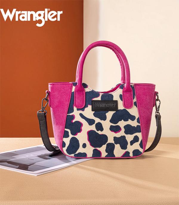 Wrangler Cow Print Mini Tote/Crossbody - HOT PINK