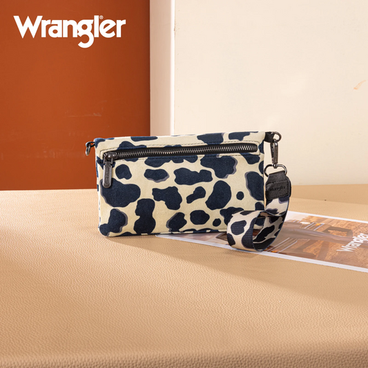 Wrangler Cow Print Wallet/Wristlet/Crossbody - BLACK