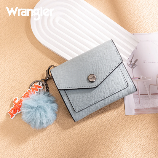 Wrangler Tri-Fold Wallet with Keyring Pom Pom - JEAN