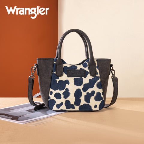 Wrangler Cow Print Mini Tote/Crossbody - BLACK