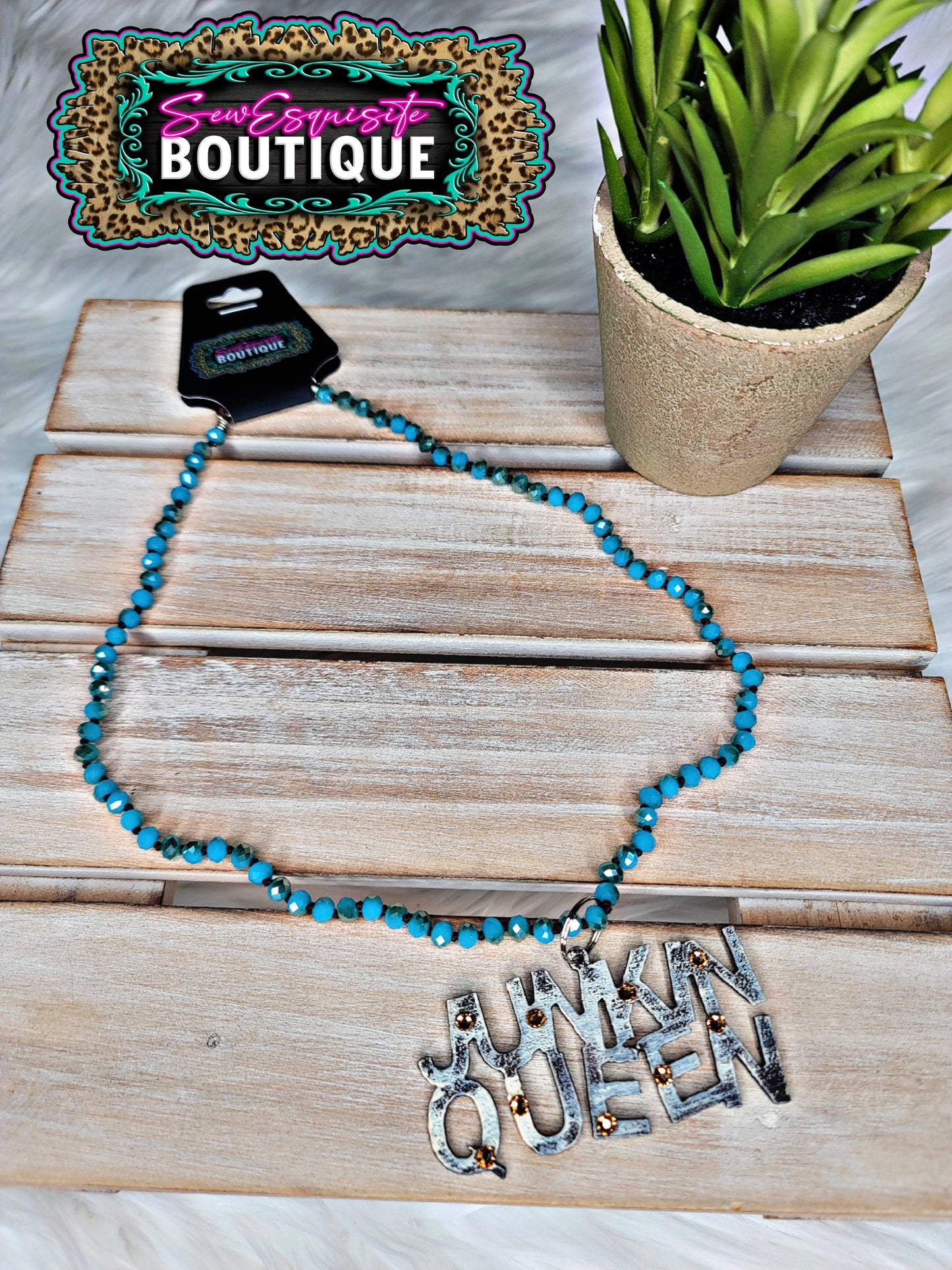 Junk N Queen Turquoise Beaded Necklace