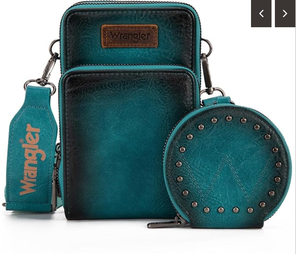 Wrangler Crossbody with Coin Pouch- Turquoise