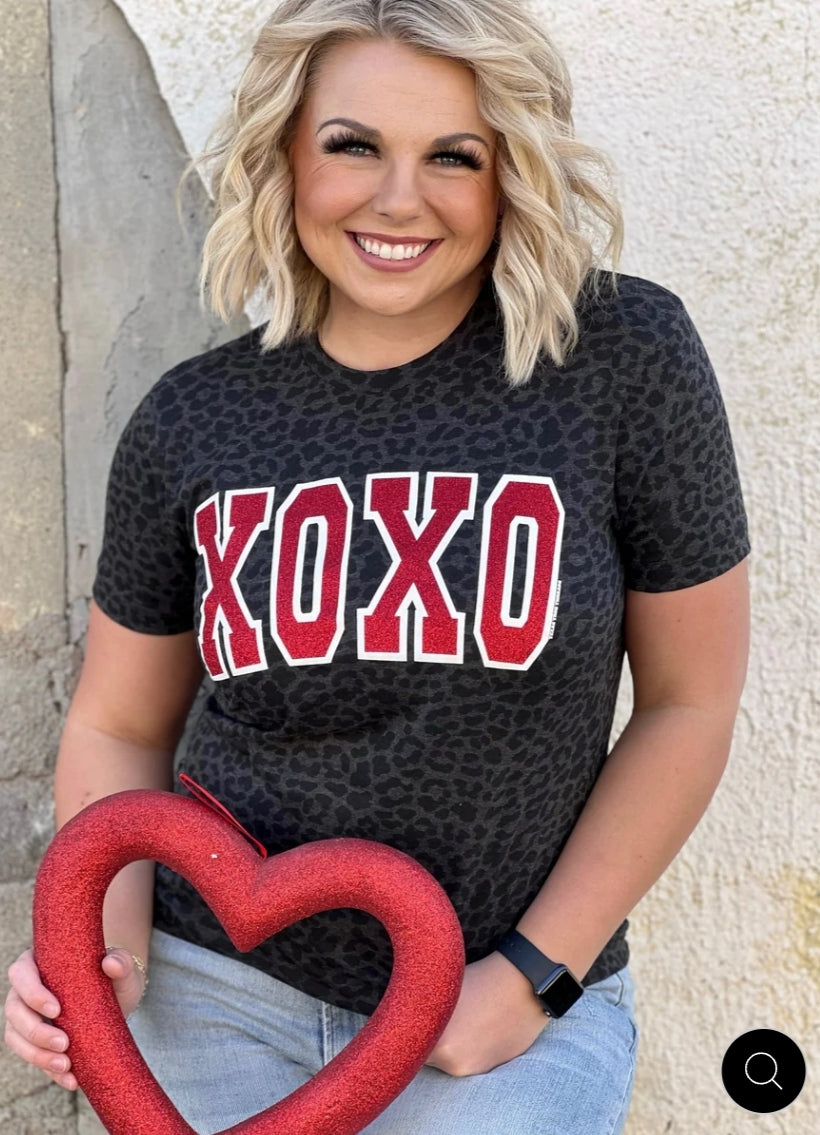 XOXO With Red Glitter Tee