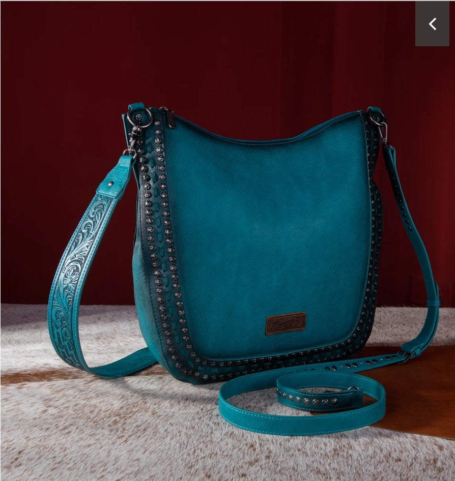 Wrangler Rivets Concealed Carry Oversize Hobo/Crossbody -Turquoise