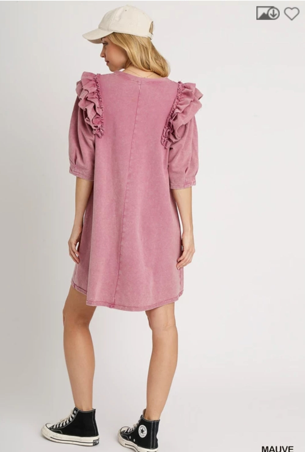 Mauve Terry Dress with Ruffles
