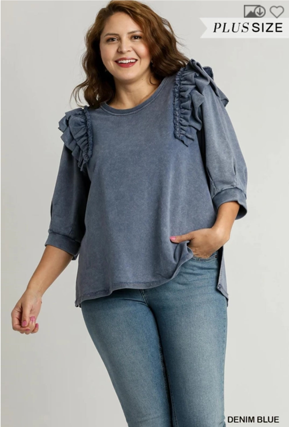 Denim Blue Terry Top Plus Size