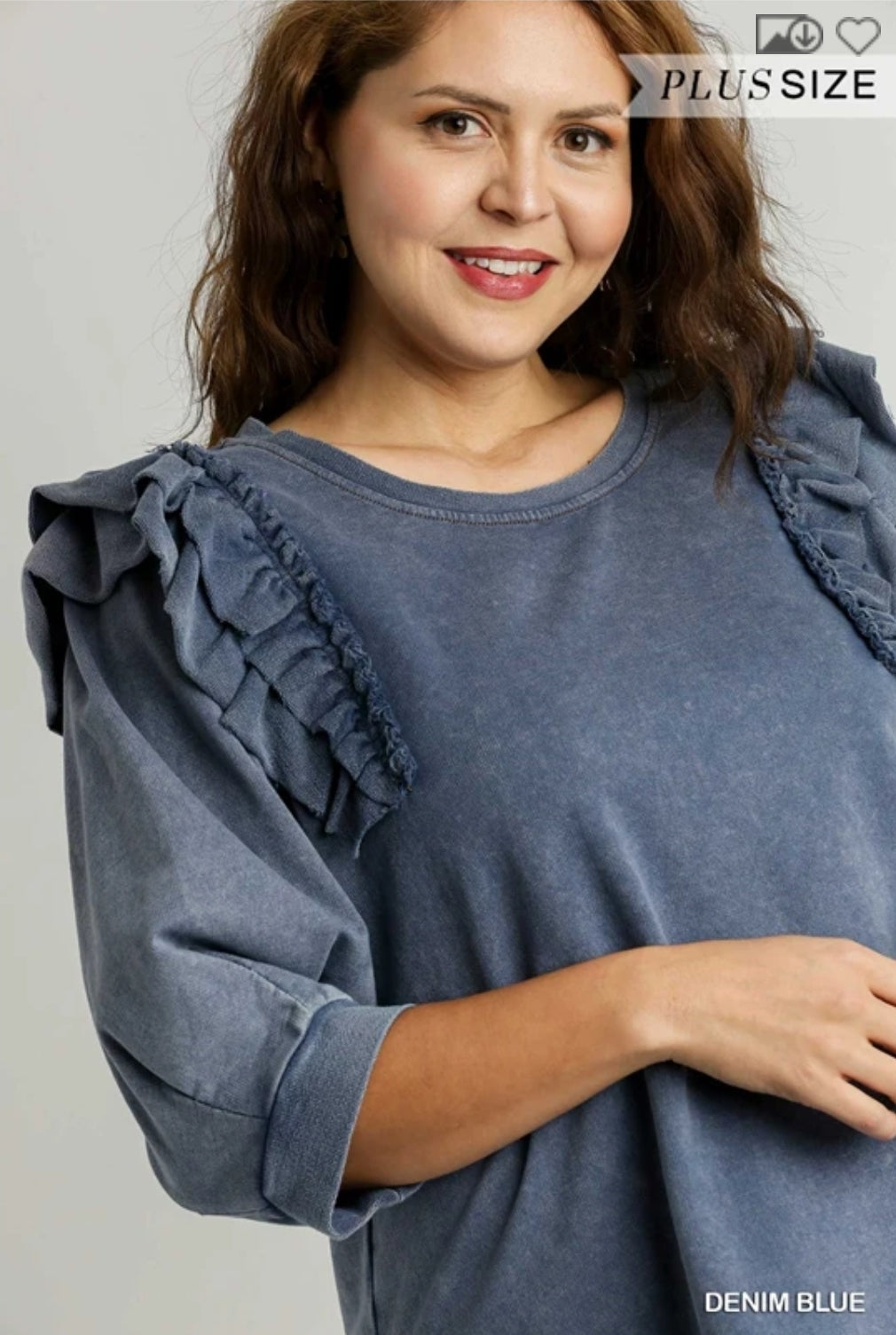 Denim Blue Terry Top Plus Size