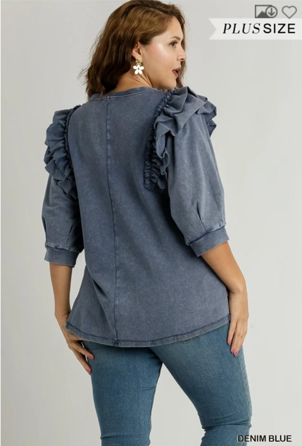 Denim Blue Terry Top Plus Size