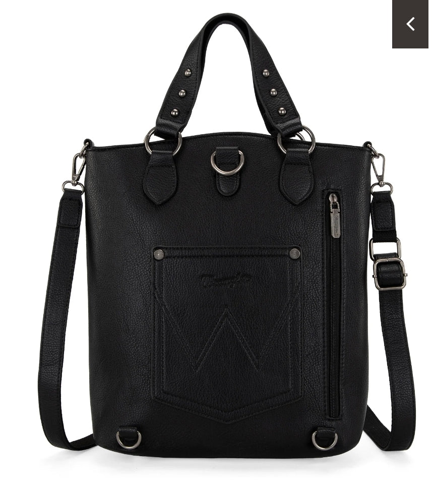 Wrangler Tote Convertible Backpack/Crossbody Bag - Black