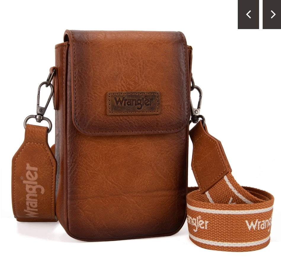 Wrangler Crossbody Cell Phone Purse With Back Card Slots - Light Brown