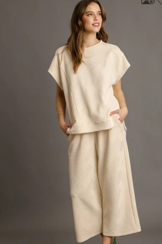 Criss Cross Jacquard Oversized Cream Set