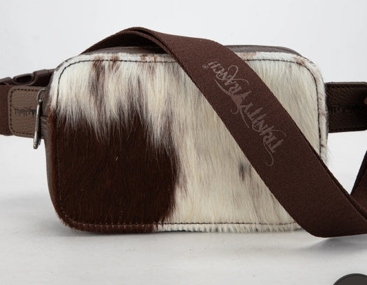 Trinity Ranch Genuine Hair-On Cowhide Belt Bag - Coffee