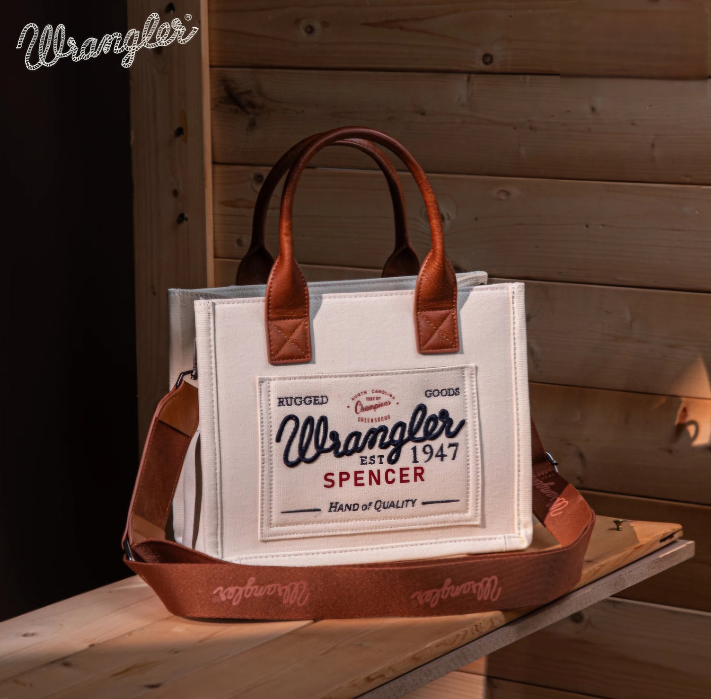 Vintage Wrangler Canvas Tote//Crossbody - Beige