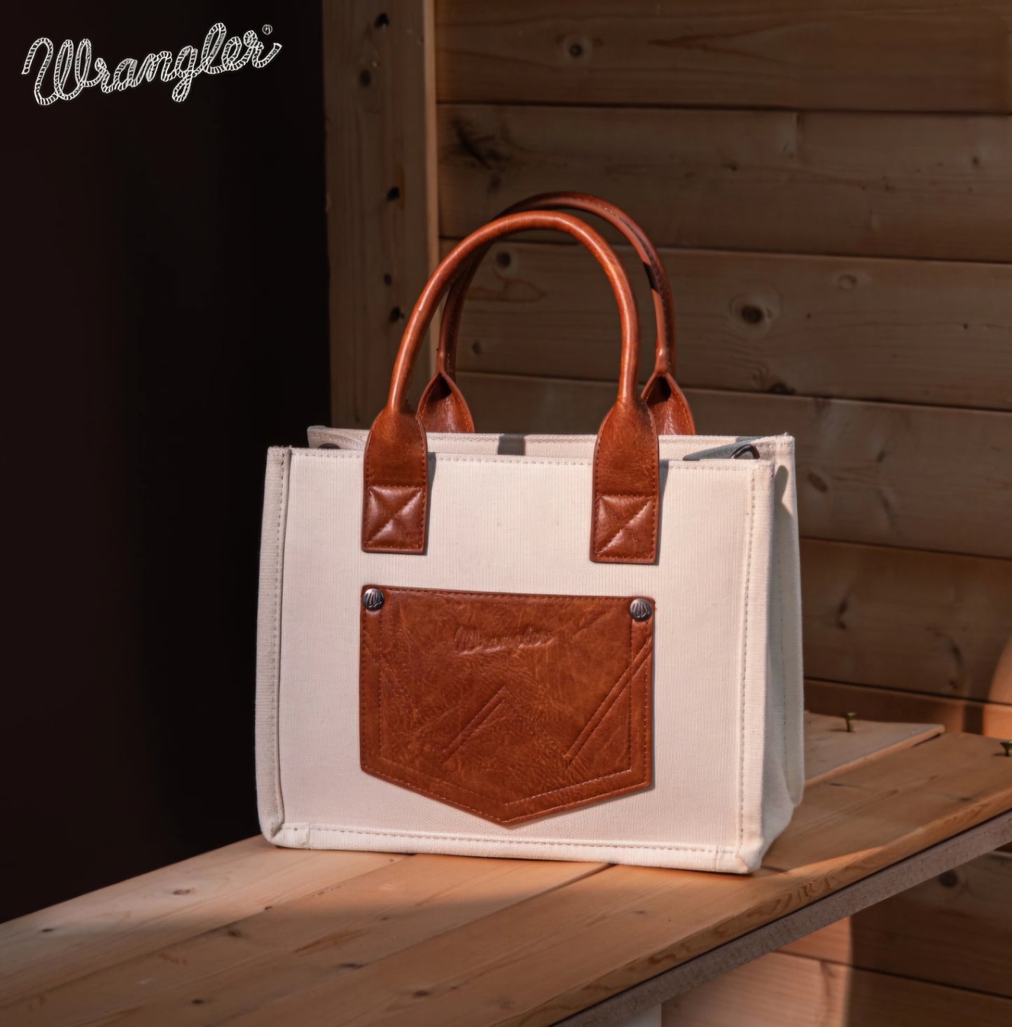 Vintage Wrangler Canvas Tote//Crossbody - Beige