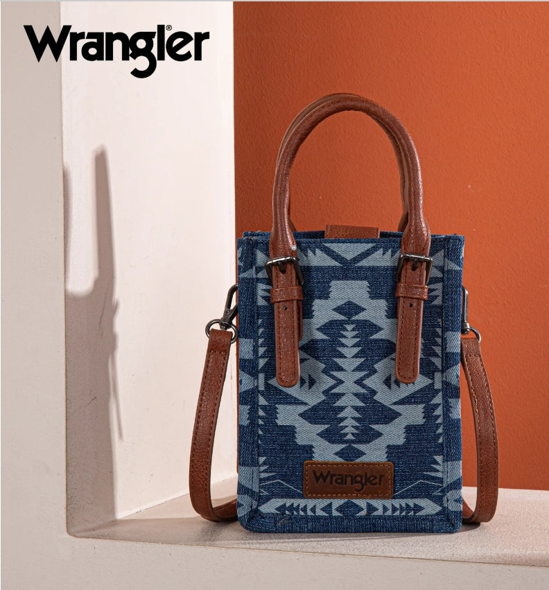 Wrangler Southwestern Print Minil Canvas Tote/Crossbody - Jean