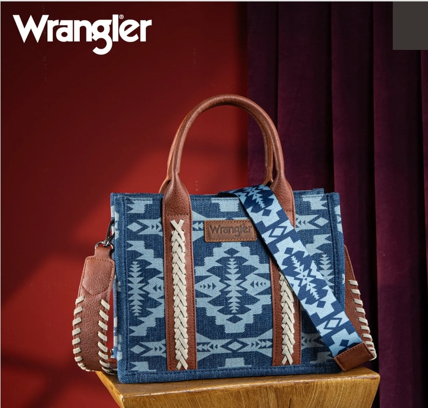 Wrangler Southwestern Print Small Canvas Tote/Crossbody - Jean