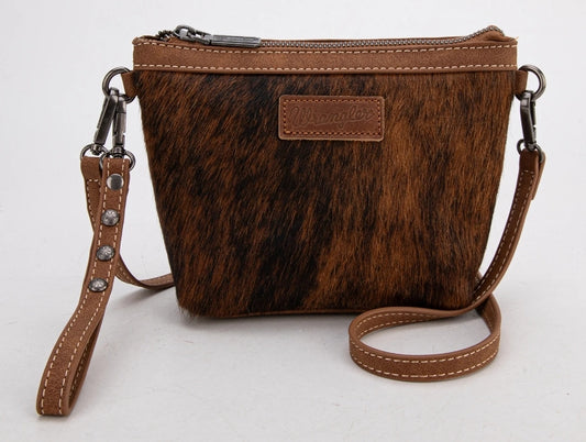 Wrangler Genuine Hair-On Cowhide Crossbody - Brown