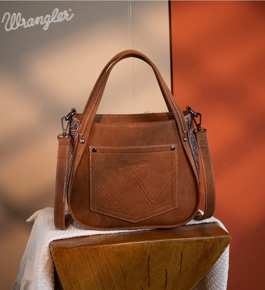 Wrangler Genuine Hair-On Cowhide Tote/Crossbody - Brown