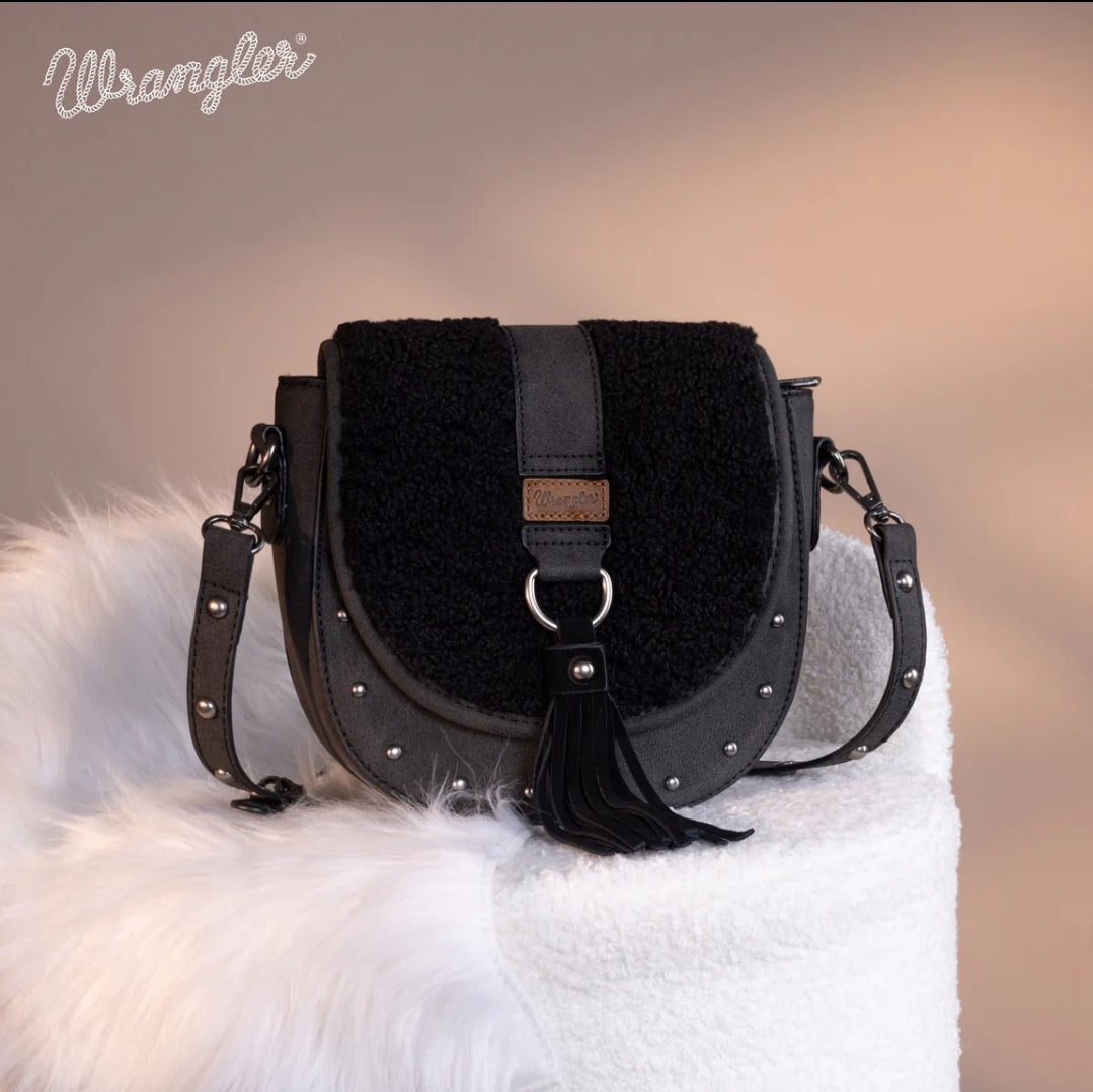 Wrangler Sherpa Saddle Bag Crossbody - Black