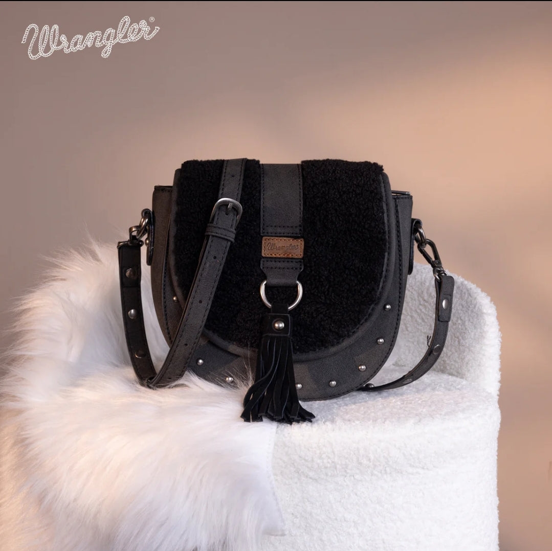 Wrangler Sherpa Saddle Bag Crossbody - Black