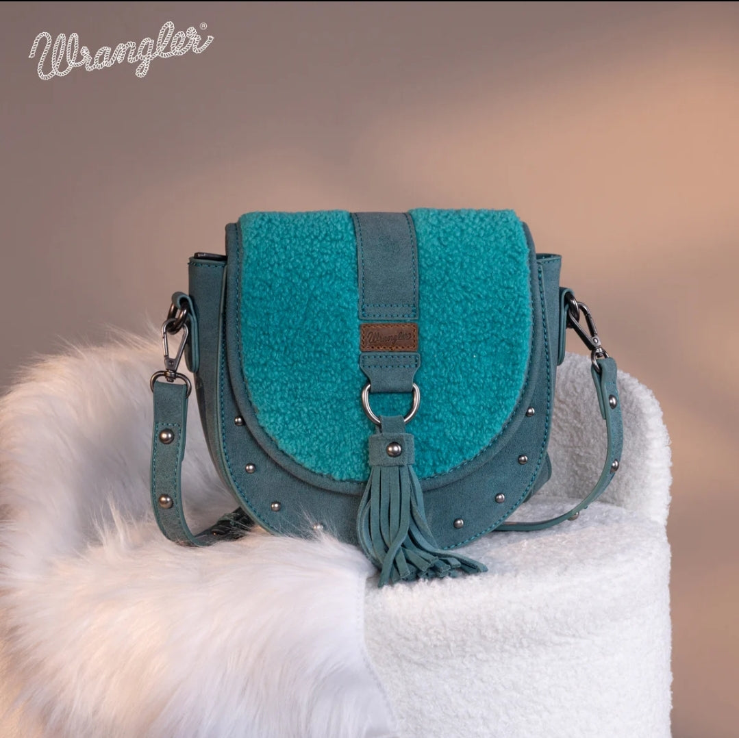 Wrangler Sherpa Saddle Bag Crossbody - Turquoise