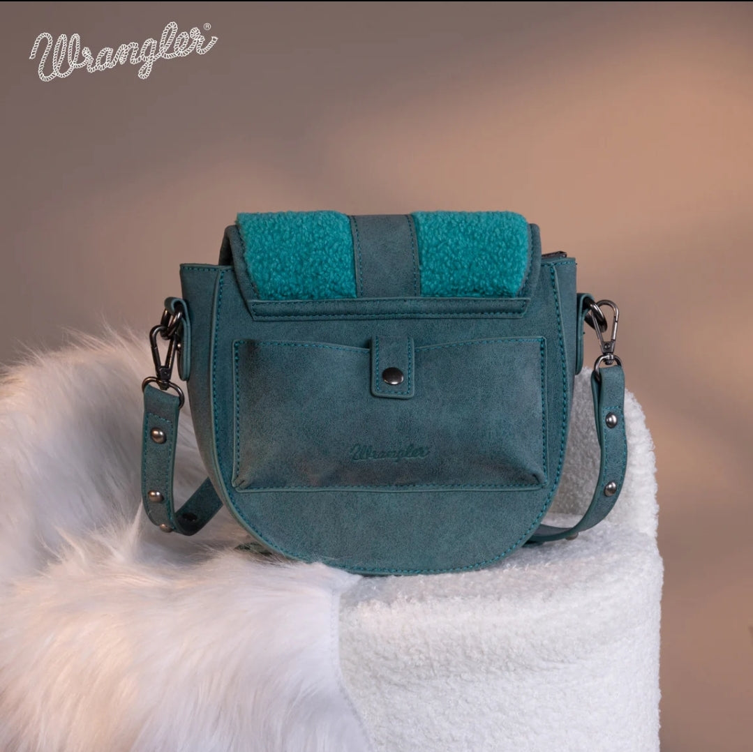 Wrangler Sherpa Saddle Bag Crossbody - Turquoise