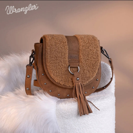 Wrangler Sherpa Saddle Bag Crossbody - Brown