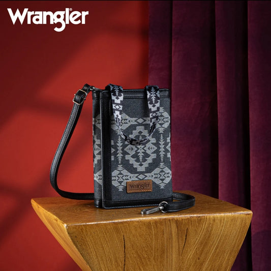 Wrangler Southwestern Print Clutch/Wallet/Crossbody - Black