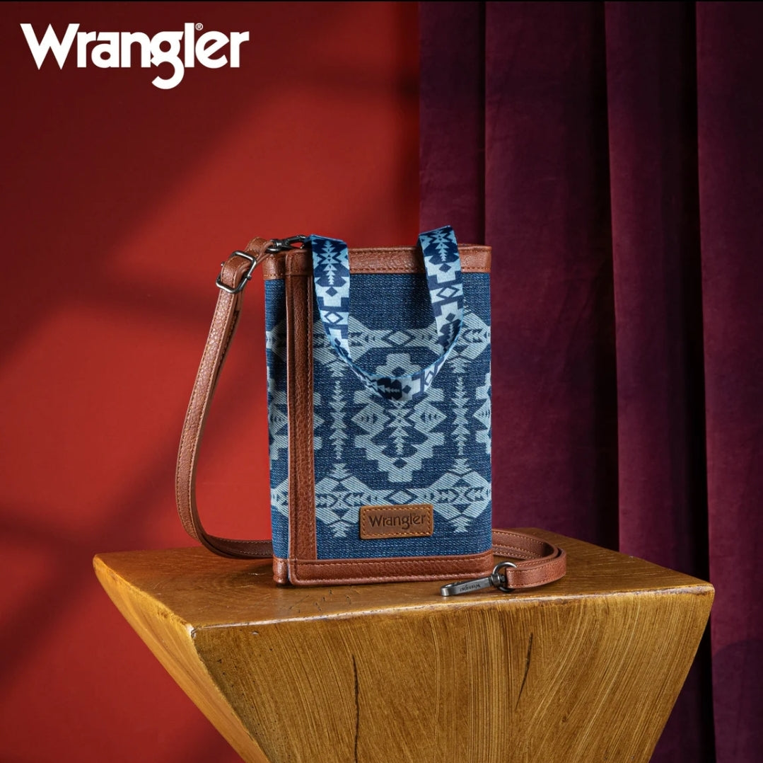 Wrangler Southwestern Print Clutch/Wallet/Crossbody - Jean