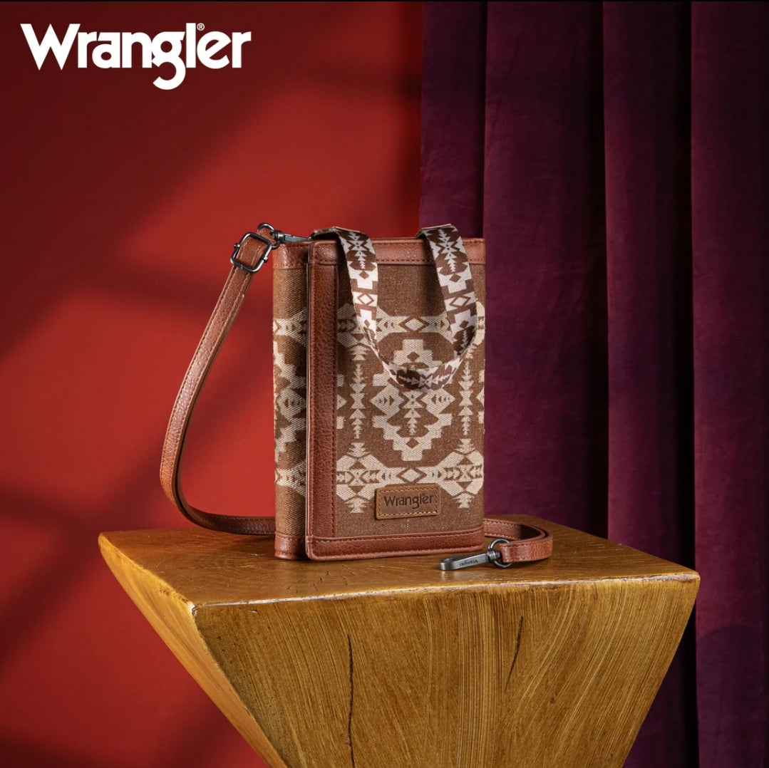 Wrangler Southwestern Print Clutch/Wallet/Crossbody - Brown