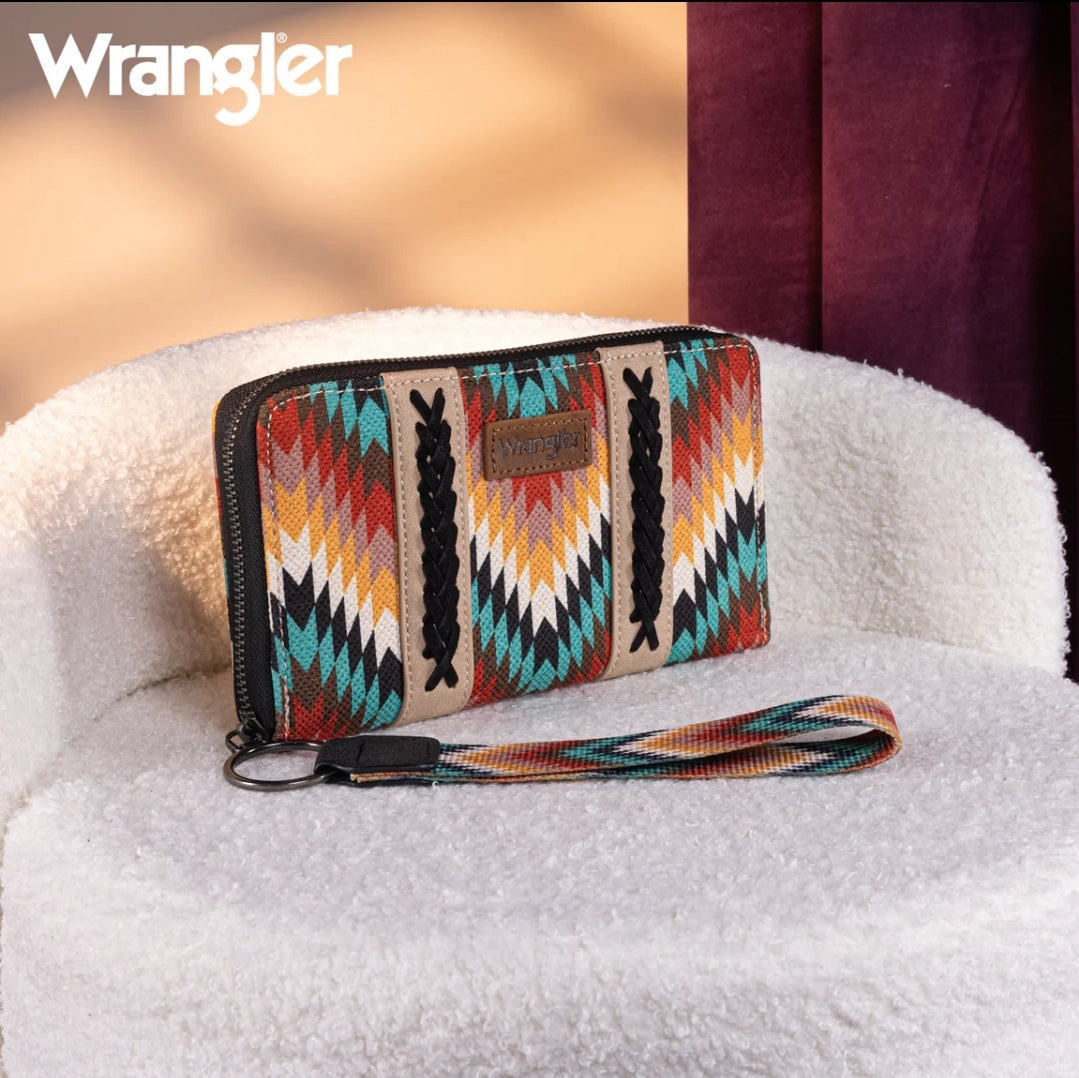 Wrangler Southwestern Art Print Wallet -Black