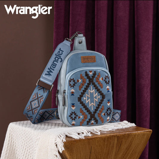 Wrangler Southwestern Embroidered Sling Bag - Jean