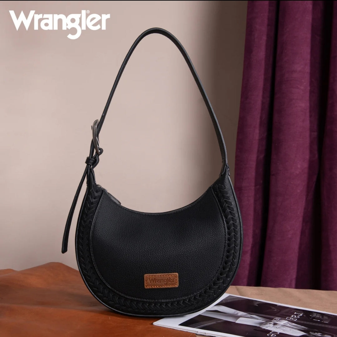 Wrangler Whipstitch Crescent Crossbody - Black