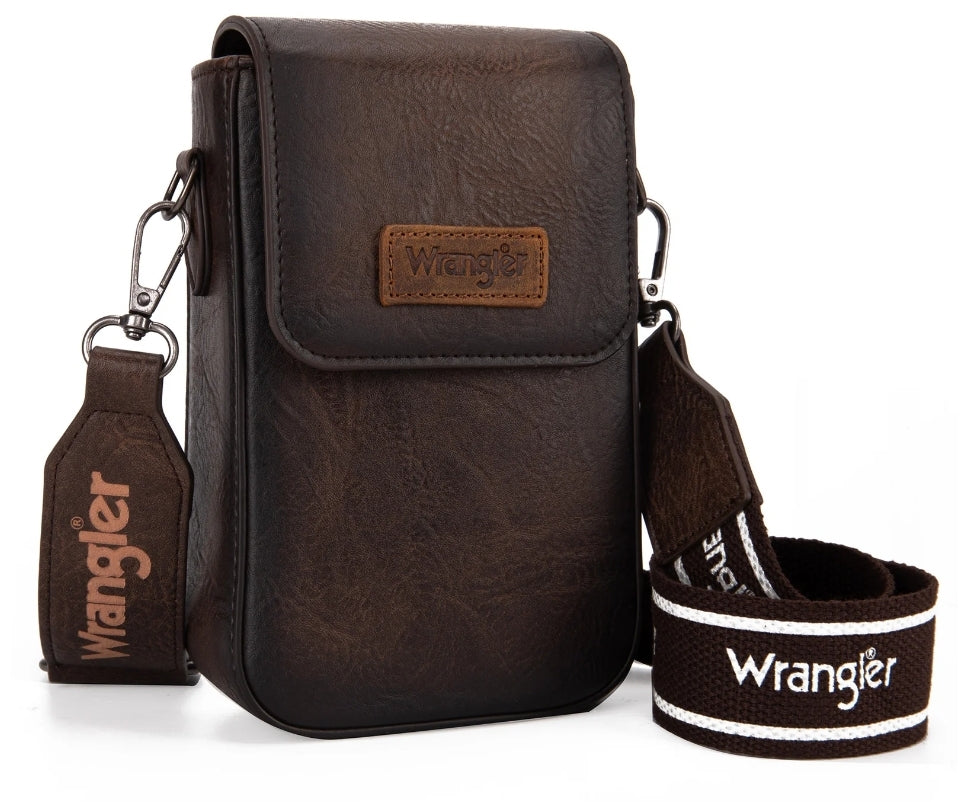 Wrangler Crossbody Cell Phone Purse With Back Card Slots - Coffee