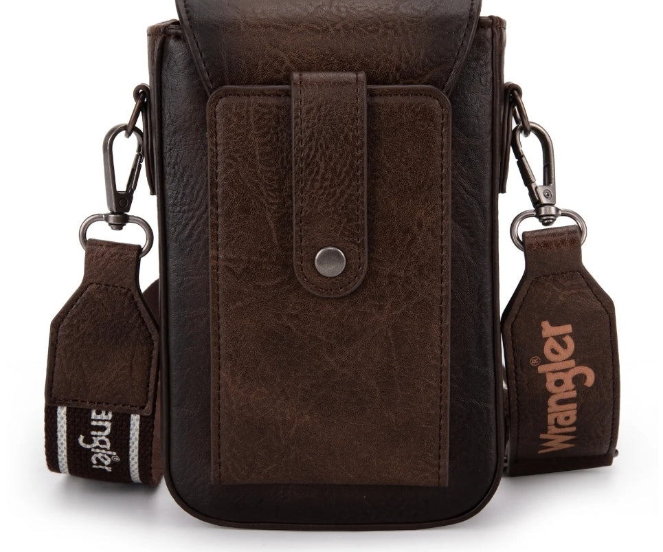 Wrangler Crossbody Cell Phone Purse With Back Card Slots - Coffee