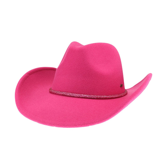 Reno Vegan Fabric Cowboy Hat HOT PINK