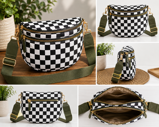 🪖 Army Green Check Crossbody