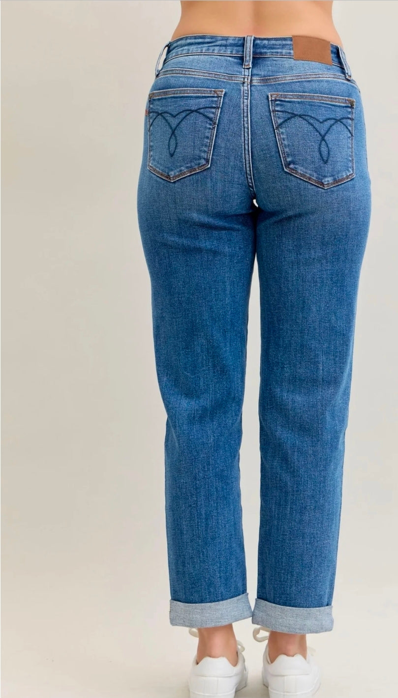 Judy Blue Classic Mid Rise Cuffed Boyfriend