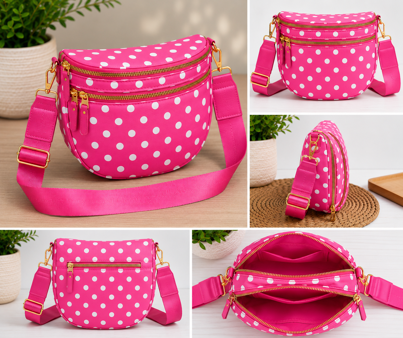 Pretty in Pink Polka Dot Crossbody