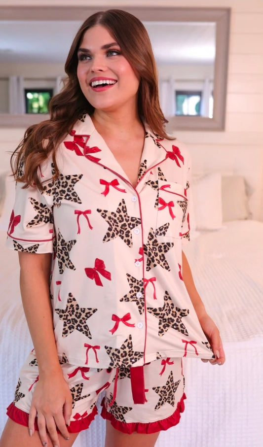 Jess Lea Simply Untamed Ruffle Pajama Set in Cream