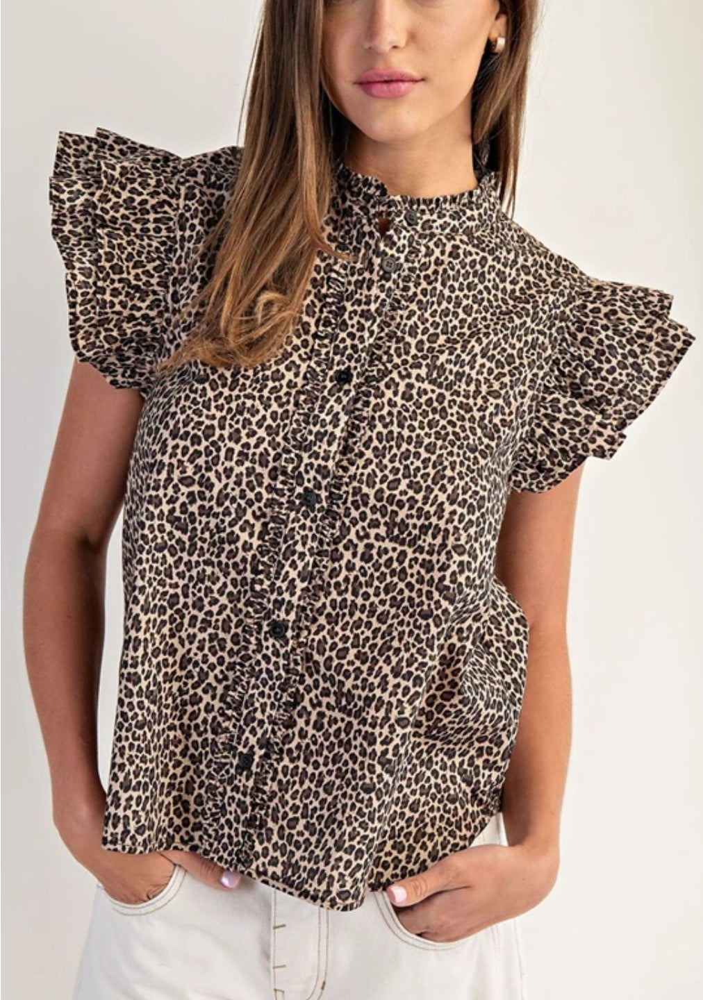 Leopard Printed Button Down Blouse