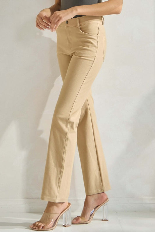 Women's Classic Solid Straight Leg Jeggings - Camel