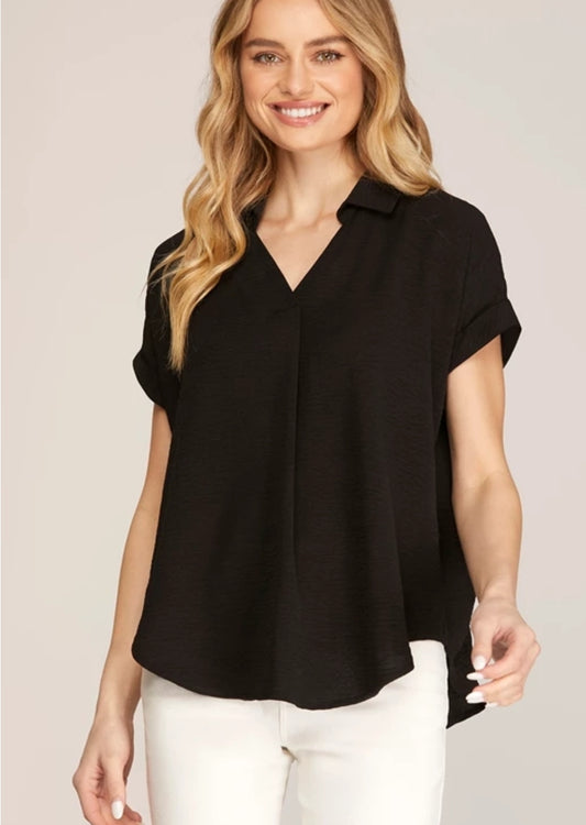 Black Woven Top
