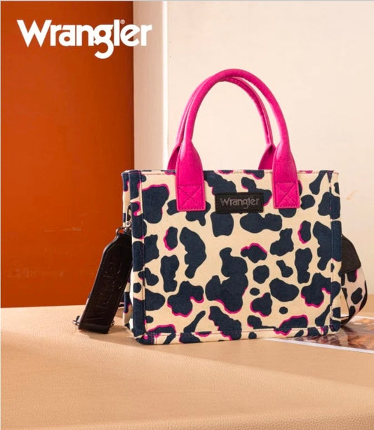 Wrangler Cow Print Concealed Carry Tote/Crossbody -Hot Pink