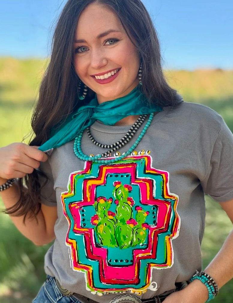 Callie Ann Stetler Aztec with Cacti Boyfriend Tee